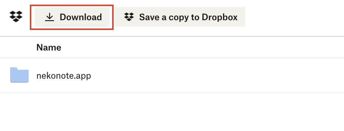 dropboxからダウンロード