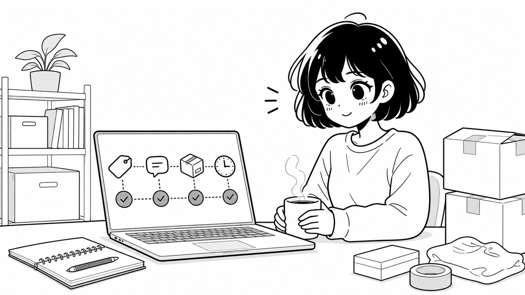 ねこのてでメルカリ作業をまとめて扱うマスコット