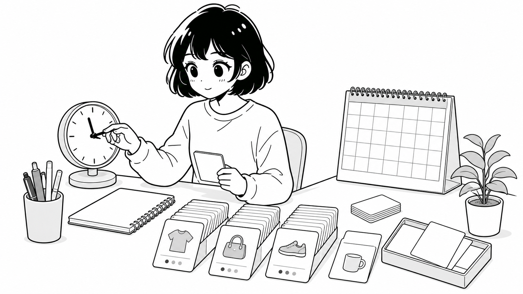 メルカリ販売の作業時間やテンプレートを整理するねこのてのマスコット